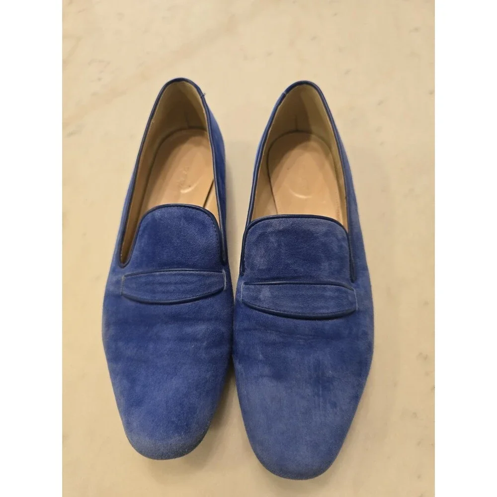 J. Crew Blue Suede Georgie Penny Loafers 8.5 Womens Classic Preppy